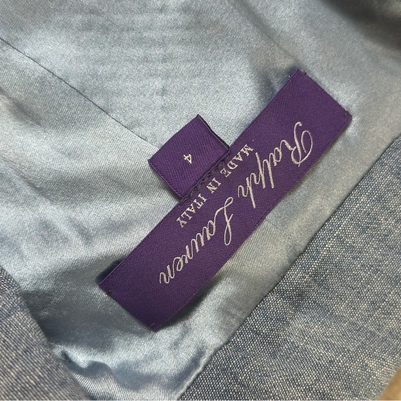 Ralph Lauren Purple Label Chambray Suit Size 4 Made In Italy - Picture 4 of 7